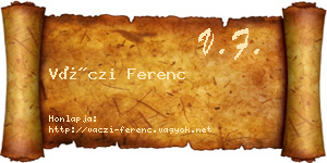 Váczi Ferenc névjegykártya